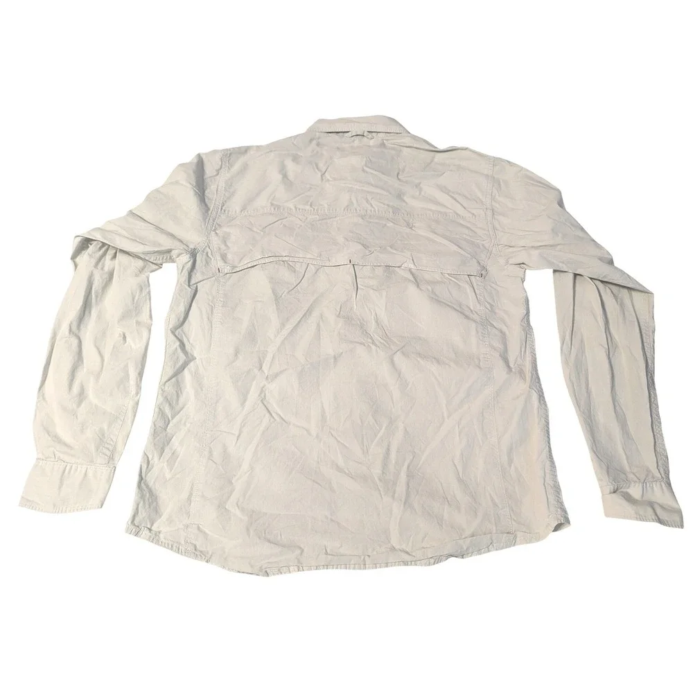 Simms‎ Fishing Products Mens Medium Off-White Long Sleeve Vented Cotton Shirt